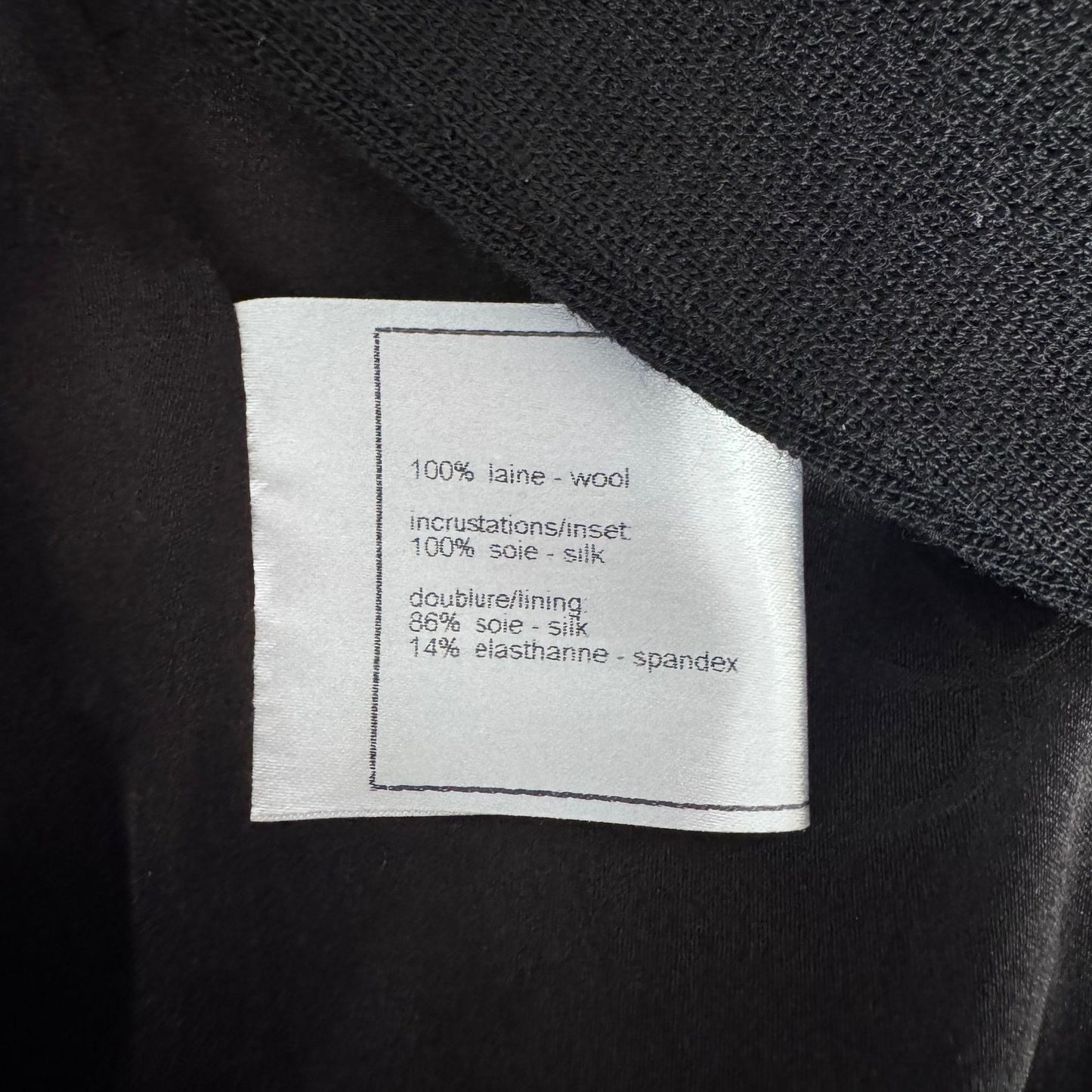 CHANEL - COAT BLACK WOOL WITH SILK DETAILS SIZE 34 FR