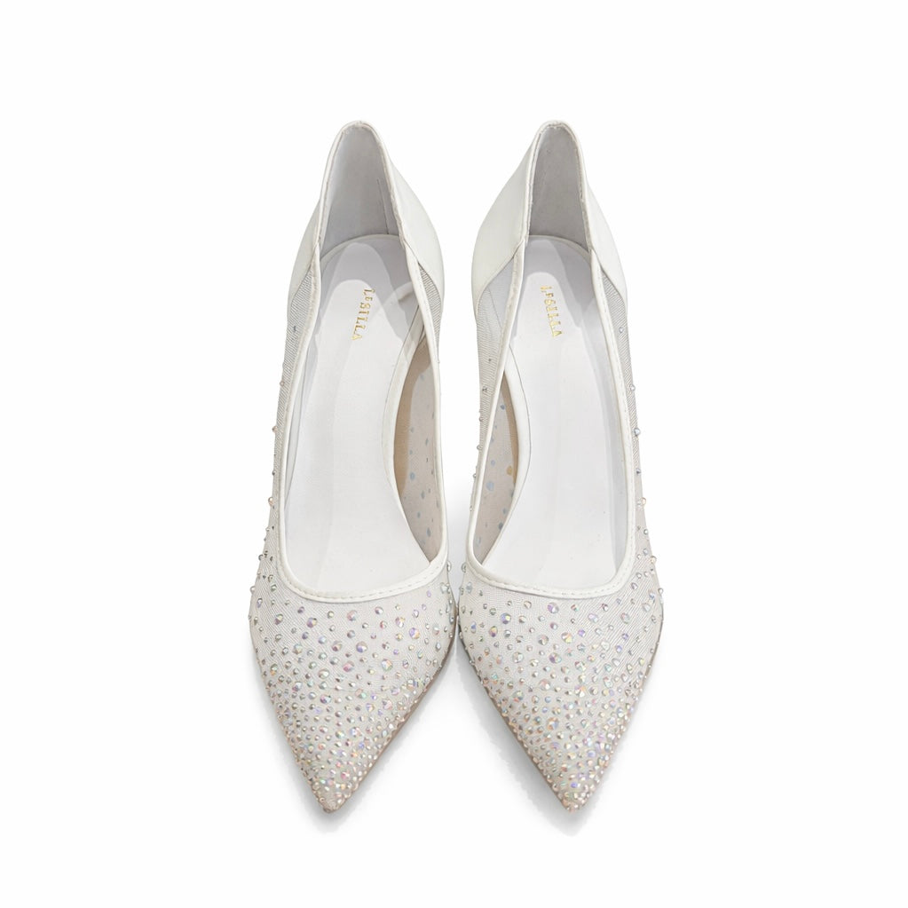 LE SILLA - *BRAND NEW* PUMPS WHITE WITH CRYSTALS SIZE 38,5 EU