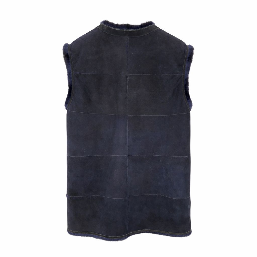 DIOR - VEST REVERSIBLE MINK AND LAMBKIN BLUE SIZE 36 FR