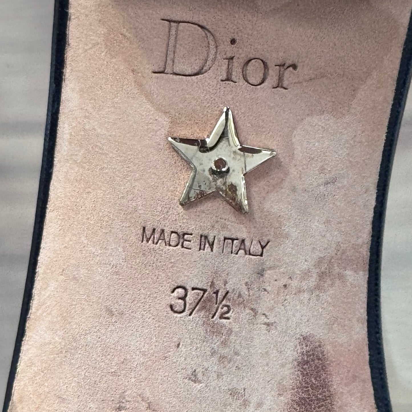 DIOR - FLAT SHOES BLACK WITH MULTICOLOR ANKLE TIES SIZE 37,5 EU