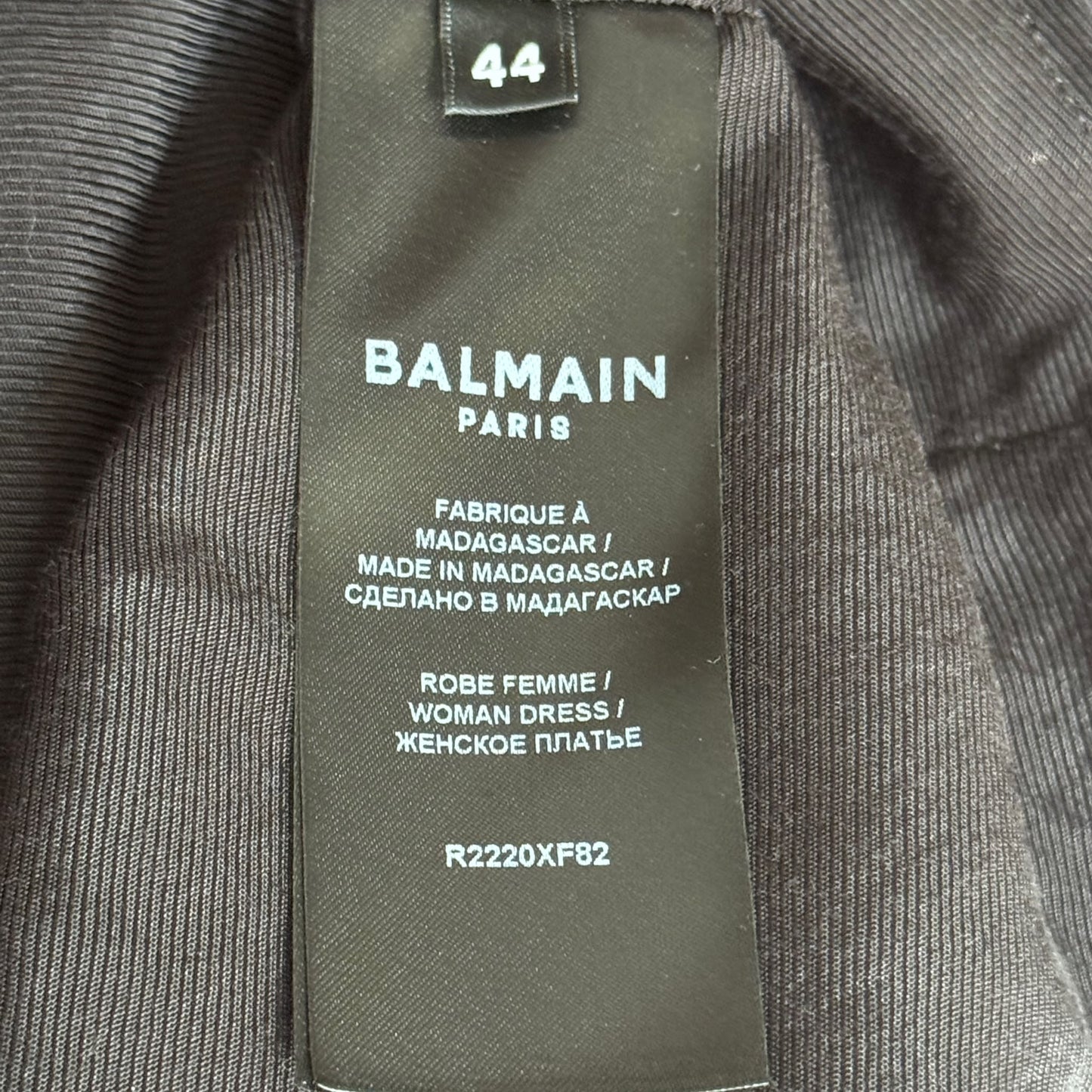 BALMAIN - DRESS MINI SEQUIN STRIPED SILVER & NAVY SIZE 44 FR