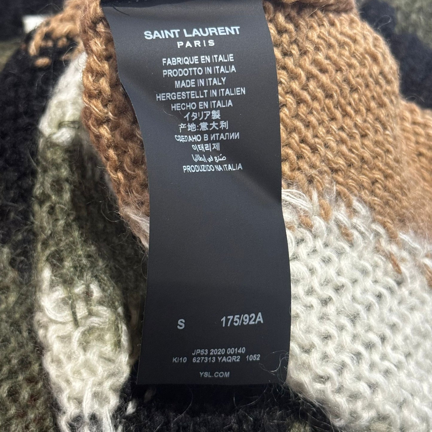 SAINT LAURENT - SWEATER ABSTRACT MULTICOLOR CAMOUFLAGE KNITTED MOHAIR SIZE S