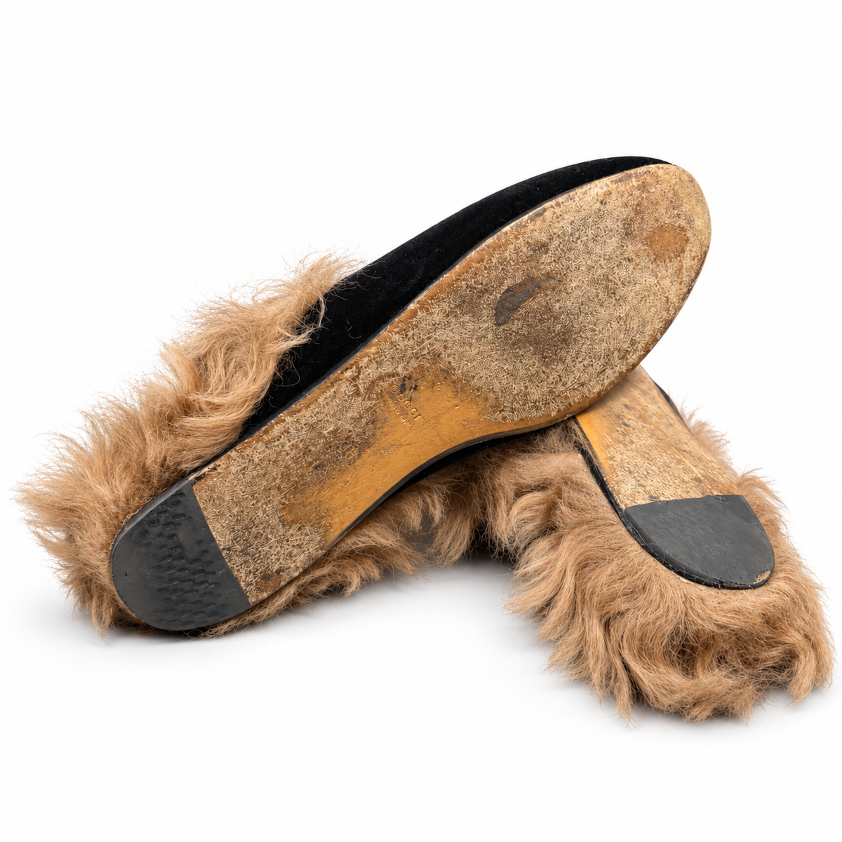 GUCCI - LOAFER PRINCETOWN BLACK VELVET FUR-LINED SIZE 38 EU