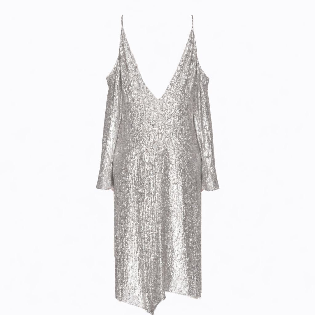 MAGDA BUTRYM - LONG DRESS SEQUINS SILVER SIZE 36 FR