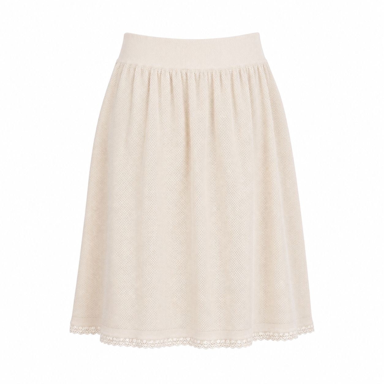 CHANEL - SKIRT ECRU COTTON QITH FRONT POCKETS AND LOGO BUTTONS SIZE 38 FR