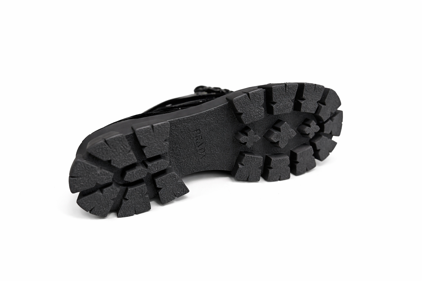 PRADA - *NEVER WORN* SHOES DERBY MONOLITH BLACK PATENT SIZE 40 EU