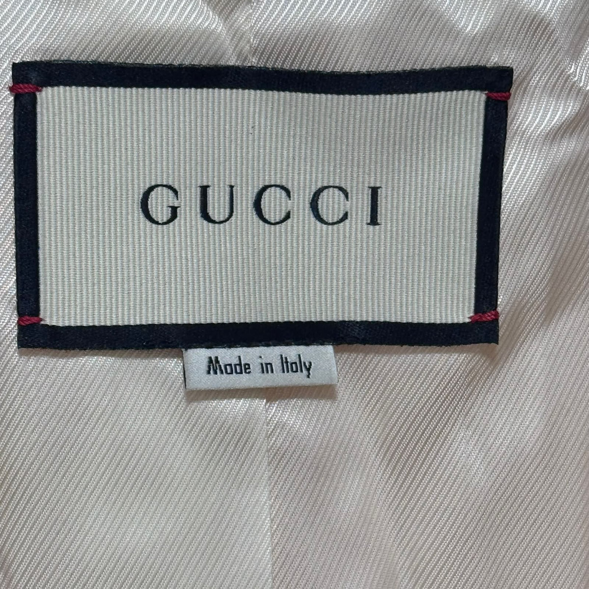 GUCCI – IVORY WOOL TROUSER SUIT WITH BLACK VELVET TRIM AND FLORAL APPLIQUÉS SIZE 42 IT