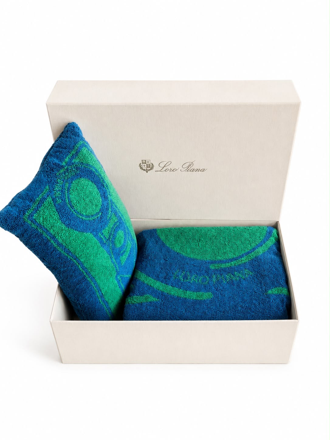 LORO PIANA - *NEW* 2 SET TOWEL & CUSHION SUMMER CHARMS BLUE/GREEN