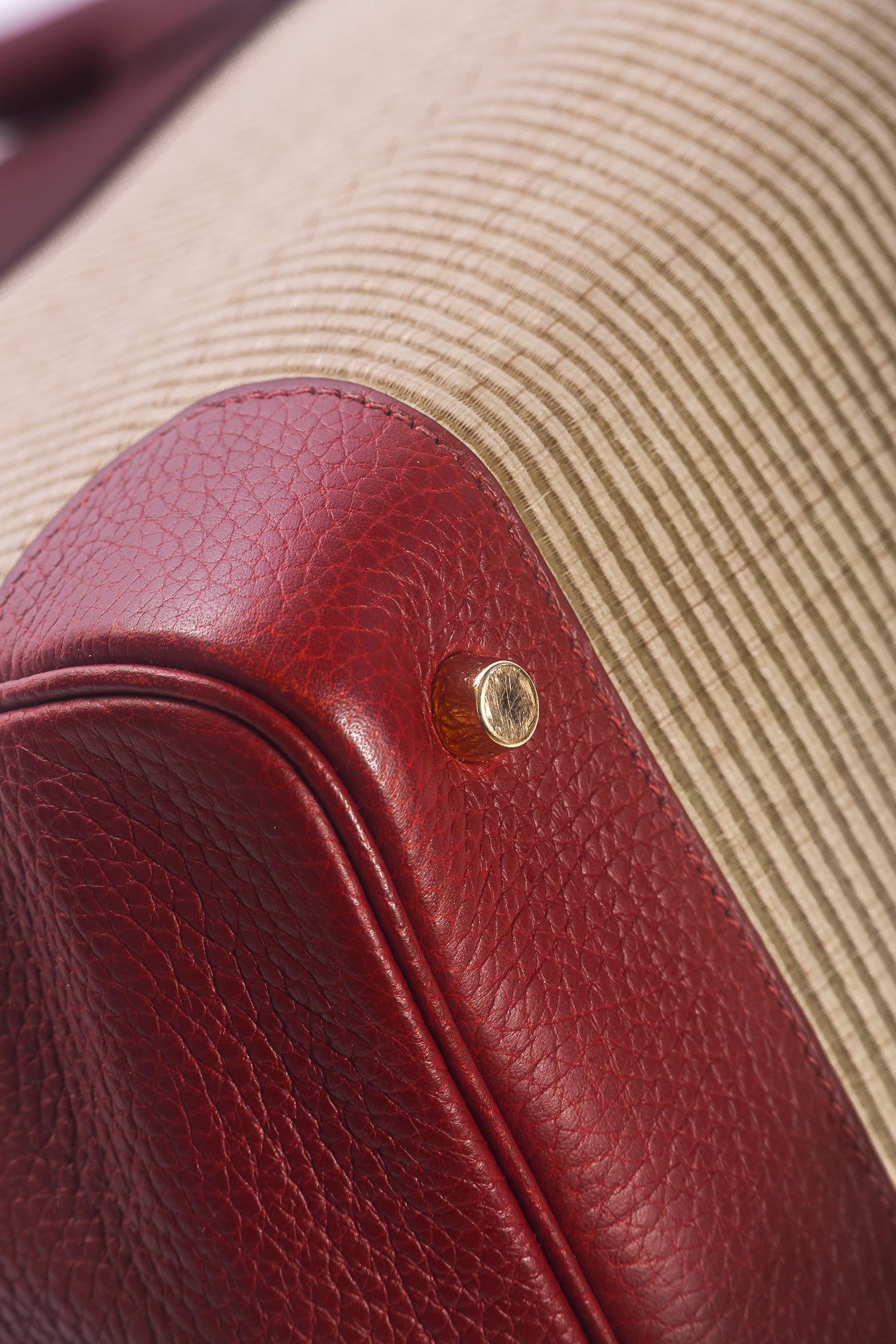 HERMÈS - *RARE* BIRKIN 35 HANDBAG ROUGE H TAURILLON CLEMENCE LEATHER AND CRINOLINE CANVAS WITH GOLD HARDWARE
