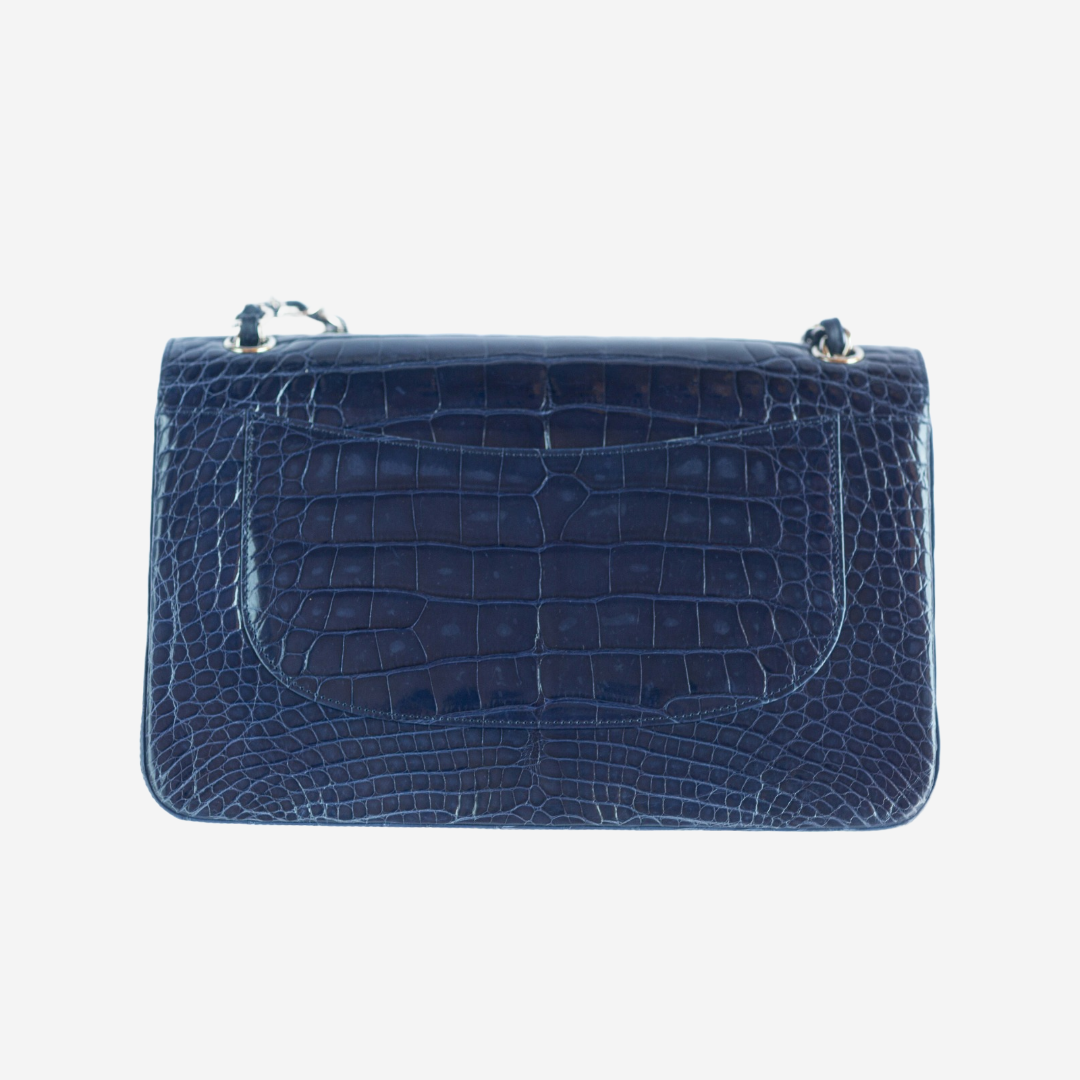 CHANEL - TIMELESS BAG IN SHINY BLUE ALLIGATOR WITH SILVER HARDWARE