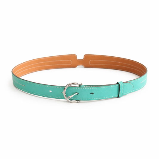 HERMÈS - H BELT TURQUOISE LEATHER 90 CM