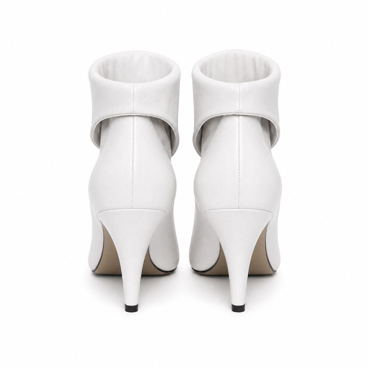 GIVENCHY - ANKLE BOOTS WHITE LEATHER FOLDED CÔNE-HEEL SIZE 40 EU