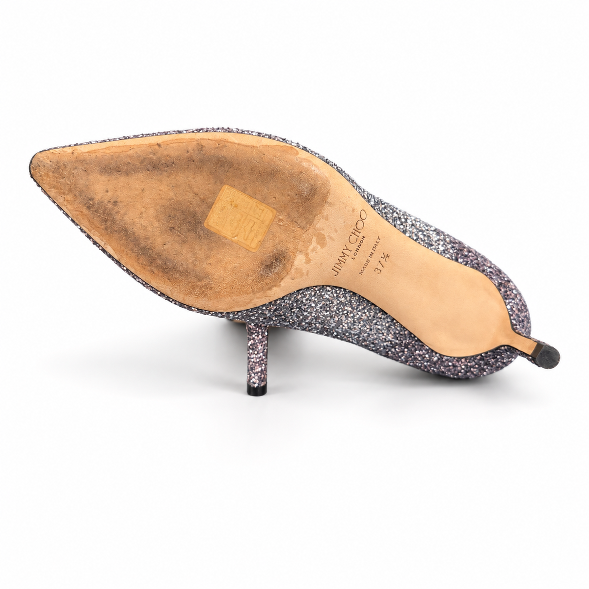 JIMMY CHOO - PUMPS ROMY DÉGRADÉ SILVER TO PINK GLITTER SIZE 37,5 EU