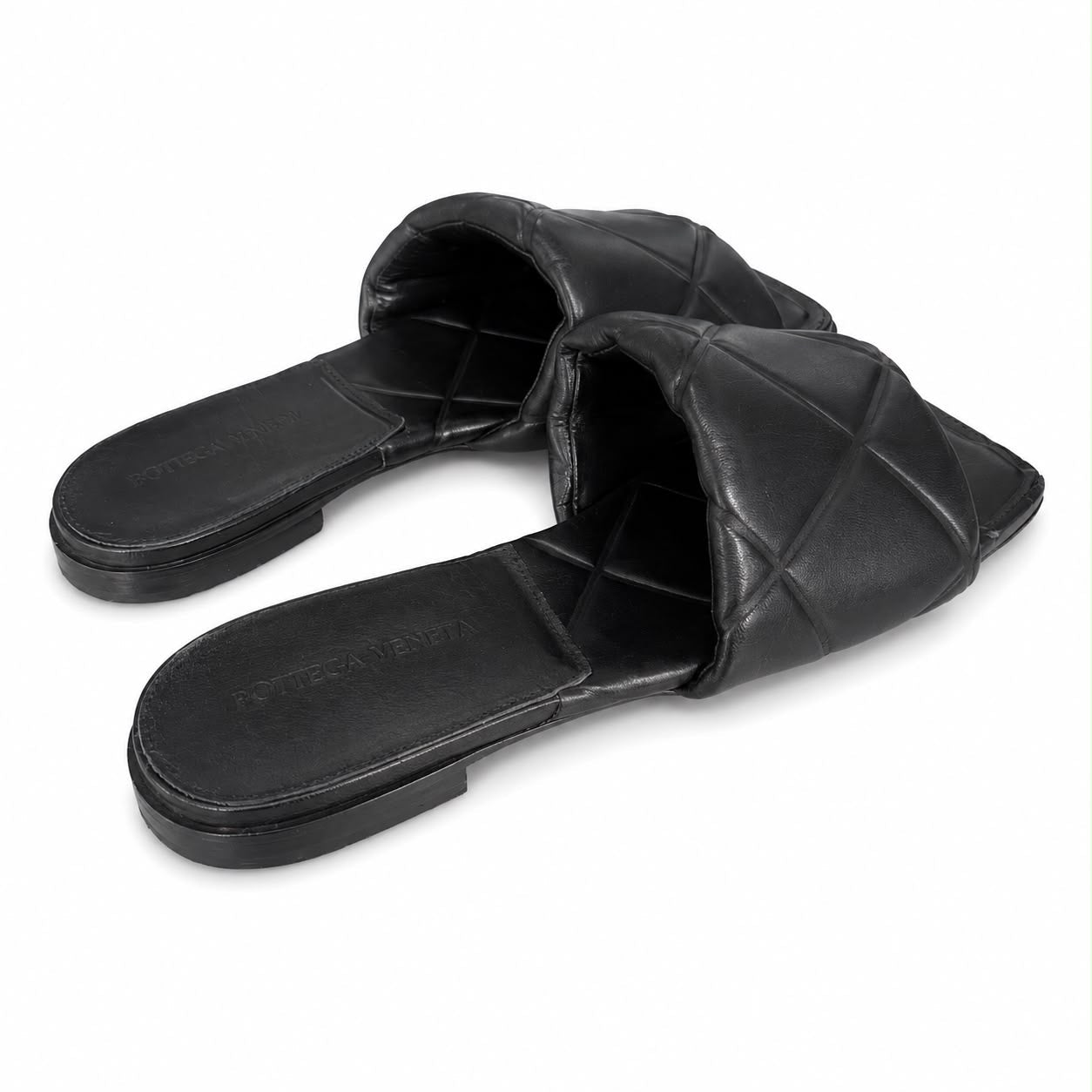 BOTTEGA VENETA - SANDALS LIDO BLACK LEATHER SIZE 37 EU