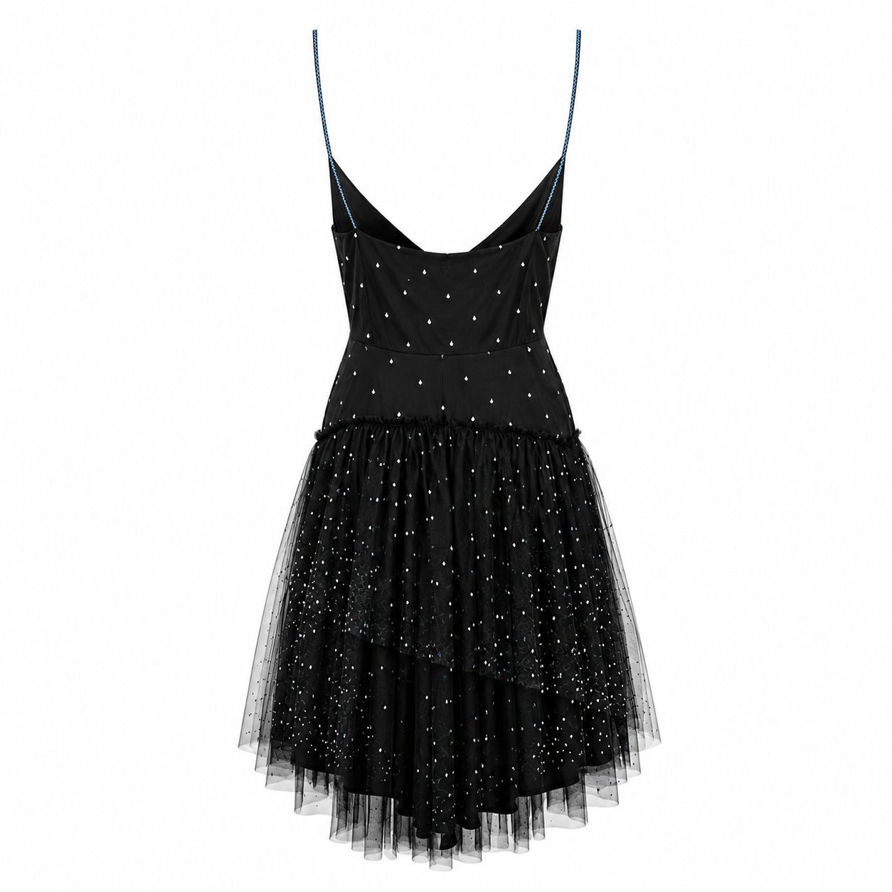 VALENTINO - DRESS MINI BLACK WITH BLUE-TONE SEQUINS SIZE 38 IT