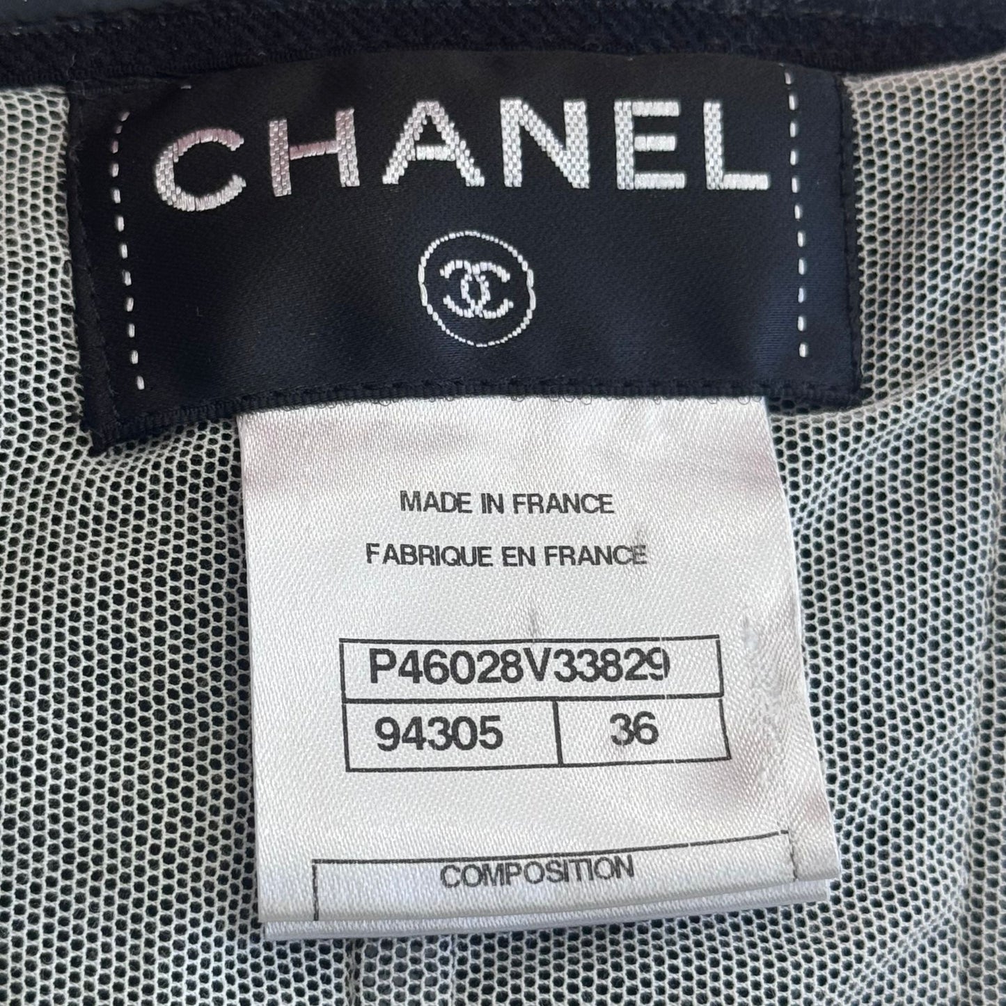 CHANEL - DRESS COCKTAIL BLACK WITH WHITE LEATHER TRIM SIZE 36 FR