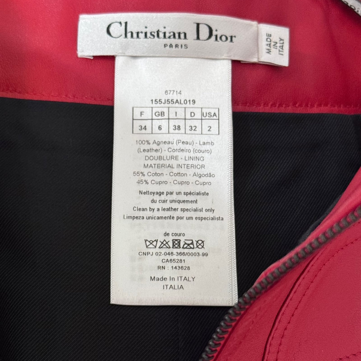 DIOR - SKIRT RED LAMBSKIN WITH HEART PATCH SIZE 34 FR