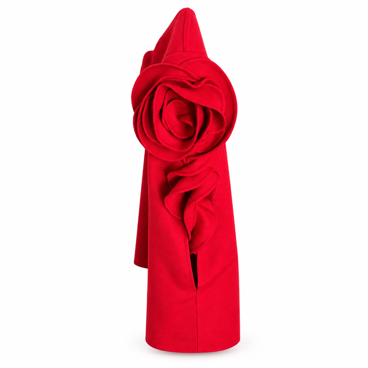 VALENTINO - CAPE RED WOOL & CACHEMIRE WITH 3D ROSES 36 IT