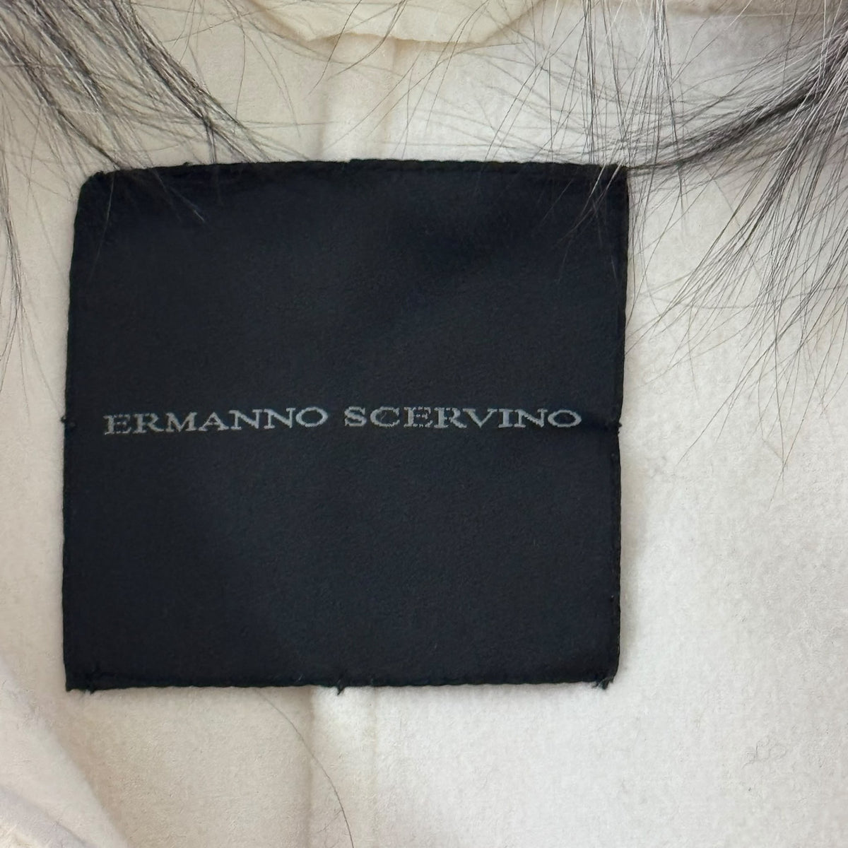 ERMANNO SCERVINO - COAT IVORY ALPACA & VIRGIN WOOL WITH MULTICOLOR FUR COLLAR AND POCKETS SIZE 40 IT