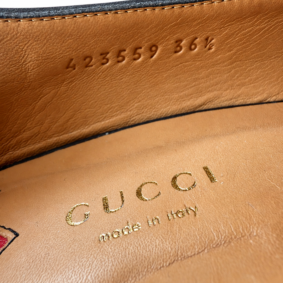 GUCCI - LOAFERS PEYTON BLACK LEATHER WITH DOUBLE G & PEARL-EMBELLISHED HEELS SIZE 36,5 EU