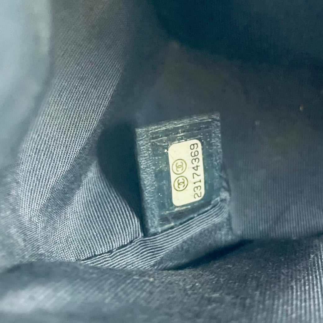 CHANEL - BAG BOY LARGE NAVY BLUE WITH RUTHENIUM CHAIN