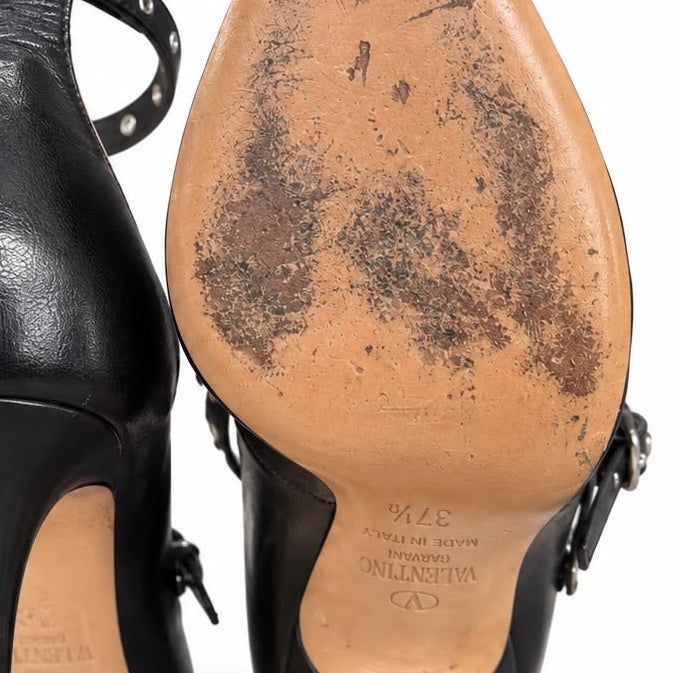 VALENTINO - PUMPS ROCKSTUD CAGED LEATHER BLACK & BEIGE SIZE 37,5 EU