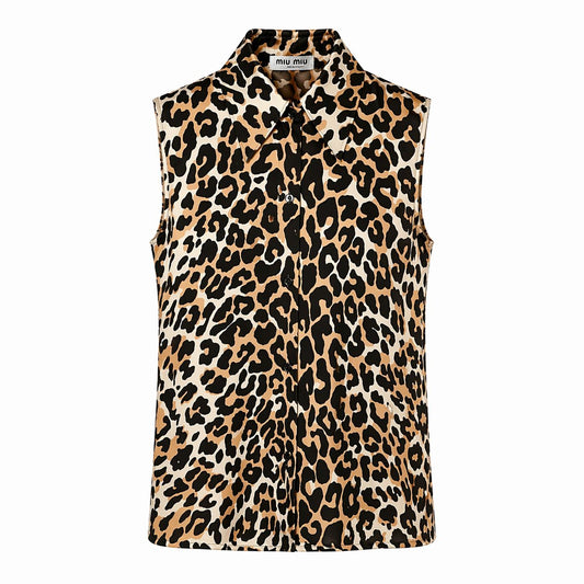MIU MIU - SHIRT SLEVELESS LEOPARD PRINT SIZE 38 IT
