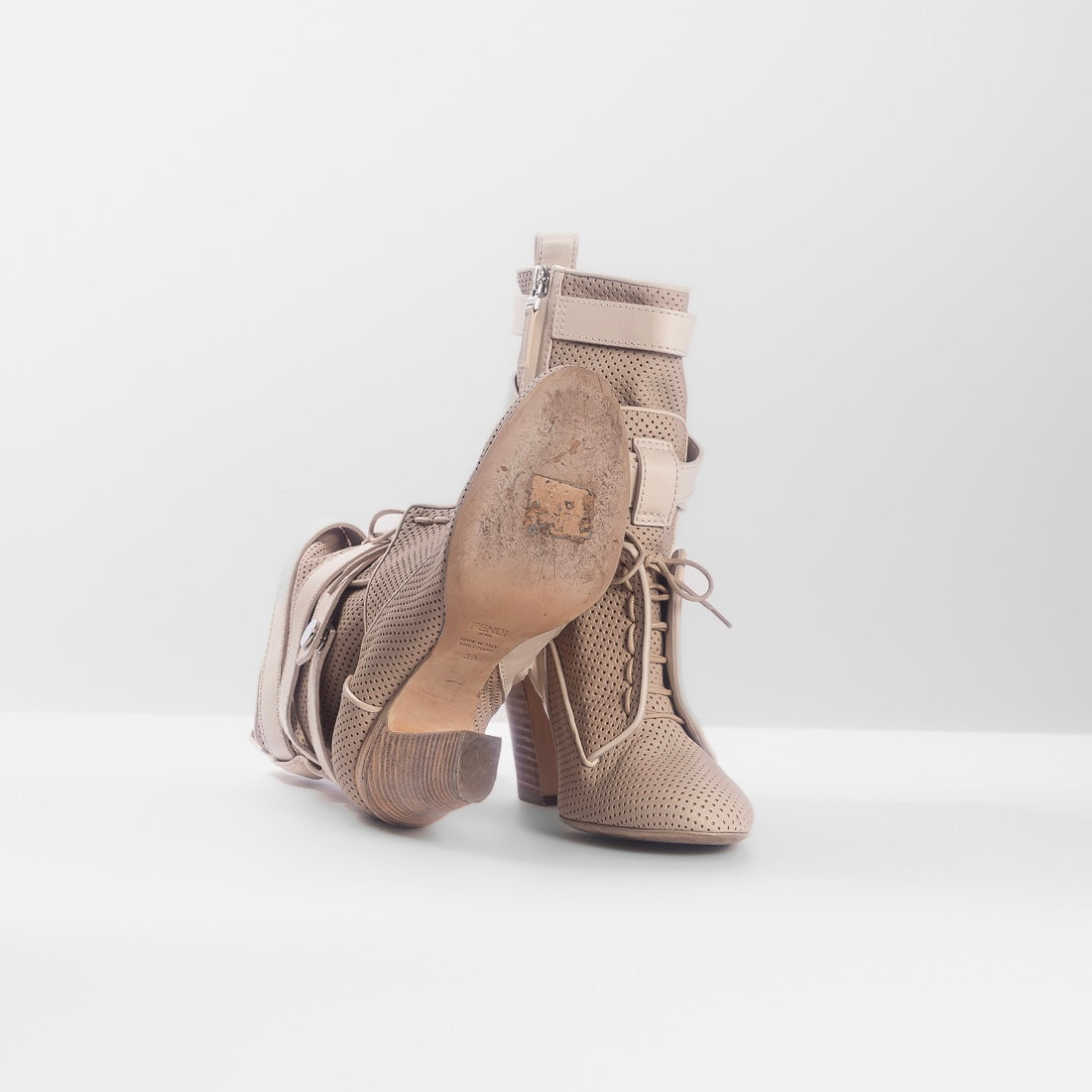 FENDI - HIGH ANKLE BOOTIES PINK LEATHER SIZE 39 EU