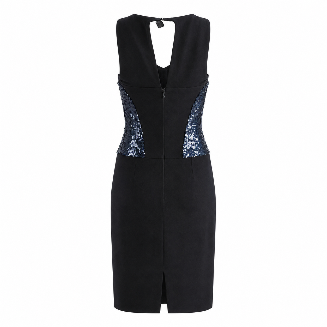 CHANEL - DRESS MIDI BLUE WITH SEQUINS DETAILS SIZE 38 FR