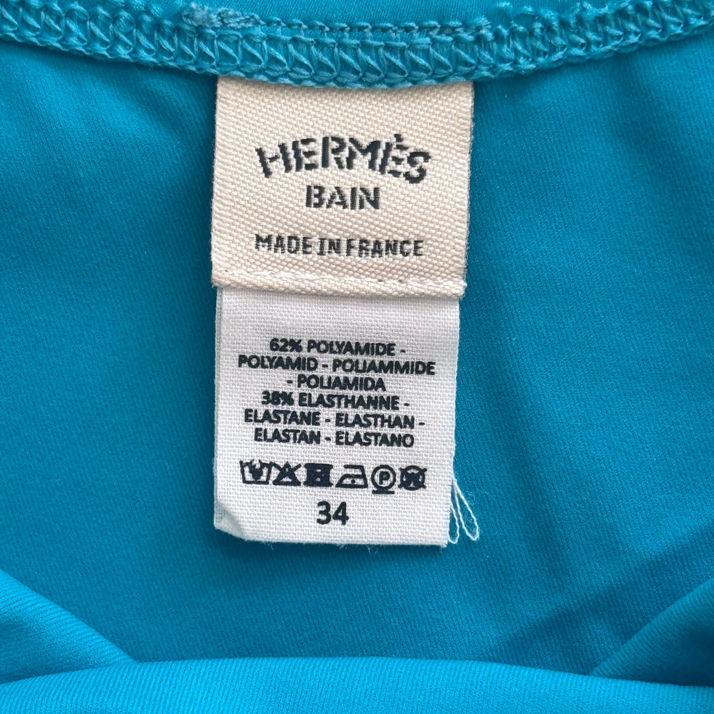 HERMÈS - SWIMSUIT ONE-SHOULDER TURQUOISE ASYMMETRIC SIZE 34 FR