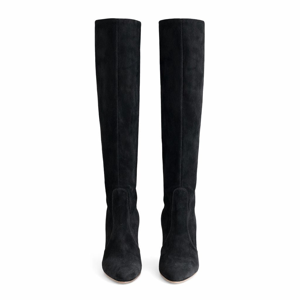 CASADEI - HIGH BOOTS BLACK SUEDE LEATHER SIZE 38,5 EU