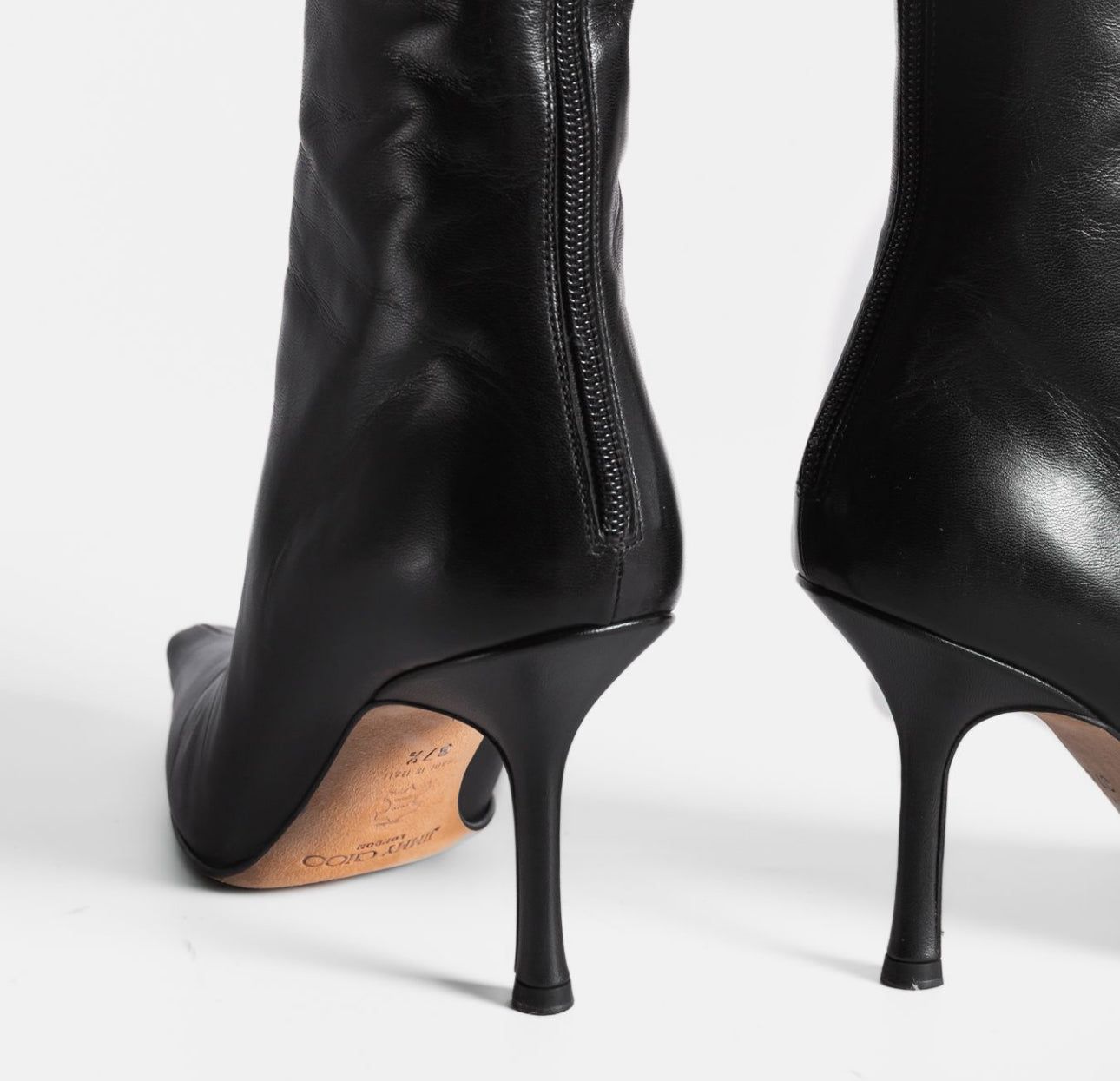 JIMMY CHOO - HIGH BOOTS BLACK LEATHER SIZE 37,5 EU