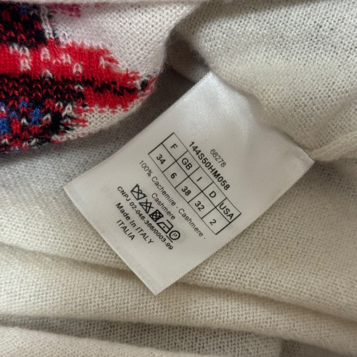 DIOR - SWEATER BLACK & IVORY CASHMERE HEARTBEAT SIZE 34 FR