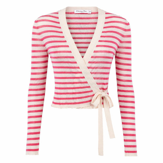 DIOR - SWEATER RIVIERA STRIPED ECRU AND PINK SIZE 34 FR