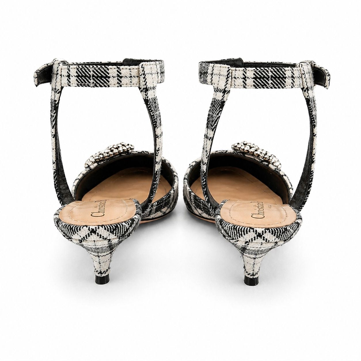 DIOR - D-MEASURE BLACK AND WHITE CHECK CANVAS PUMPS SIZE 37,5 EU
