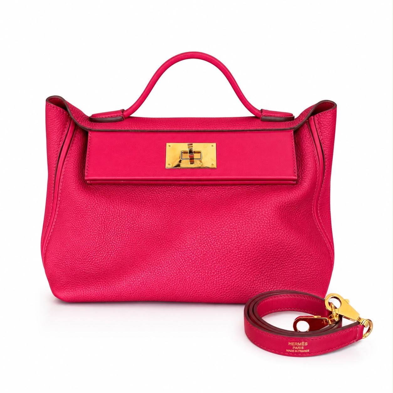 HERMÈS - BAG 24/24 ROUGE VIF & ROUGE PIMENT TAURILLON LEATHER SIZE 29