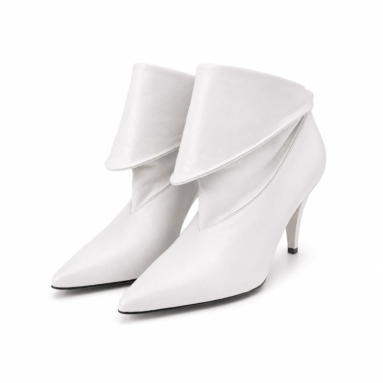 GIVENCHY - ANKLE BOOTS WHITE LEATHER FOLDED CÔNE-HEEL SIZE 40 EU