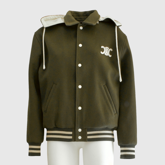 CÉLINE - JACKET BOMBER GREEN WITH HOOD SIZE 40 FR