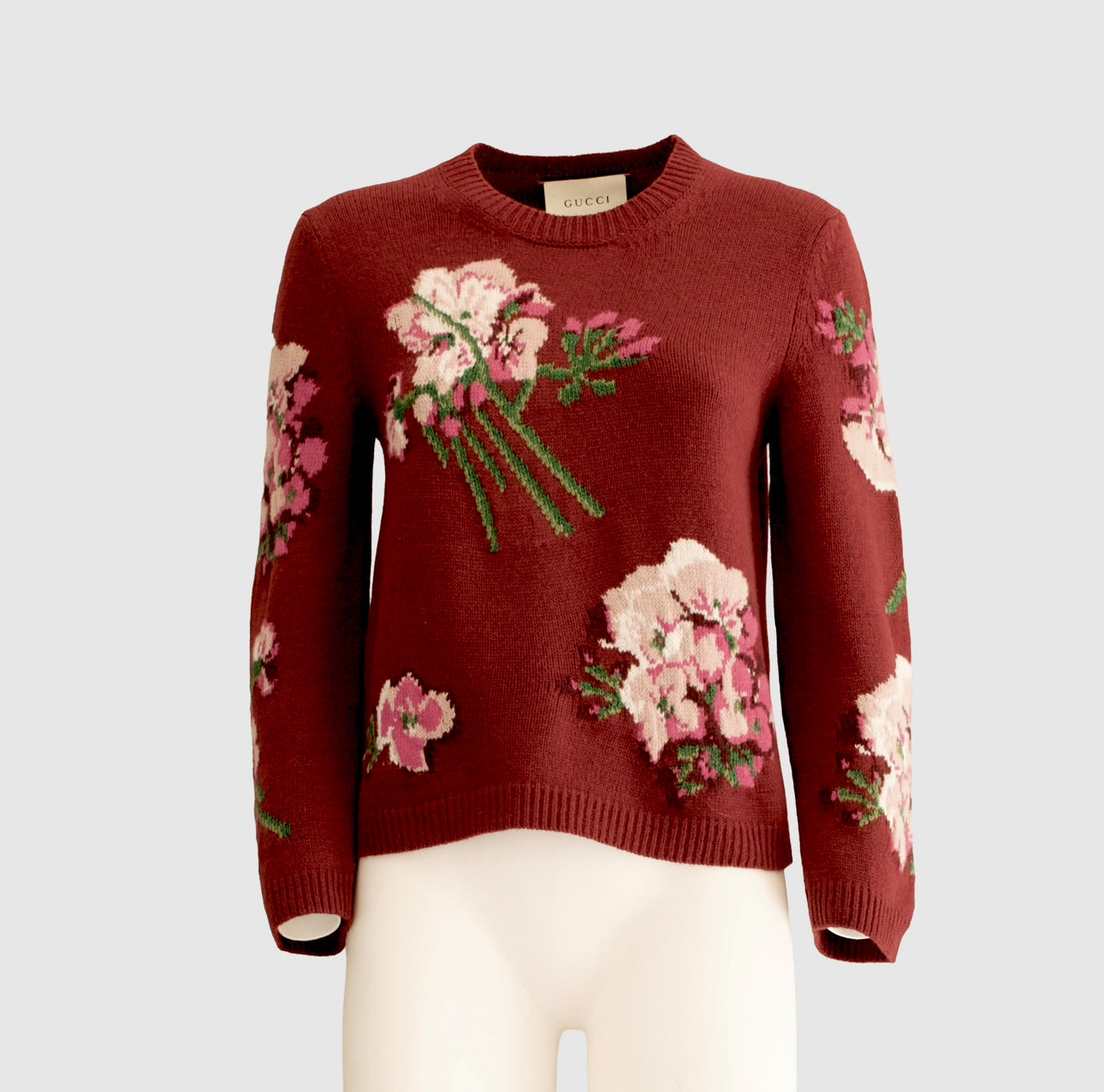 GUCCI - SWEATER BURGUNDY FLORAL SIZE M