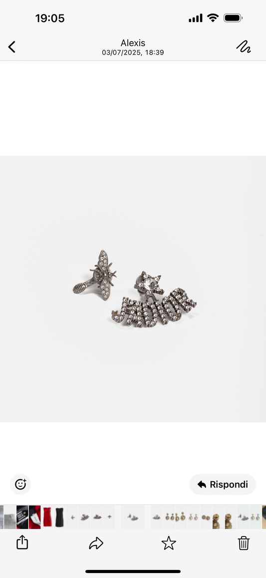 DIOR - EARRINGS J’ADIOR AND BEE WITH SILVER CRYSTALS