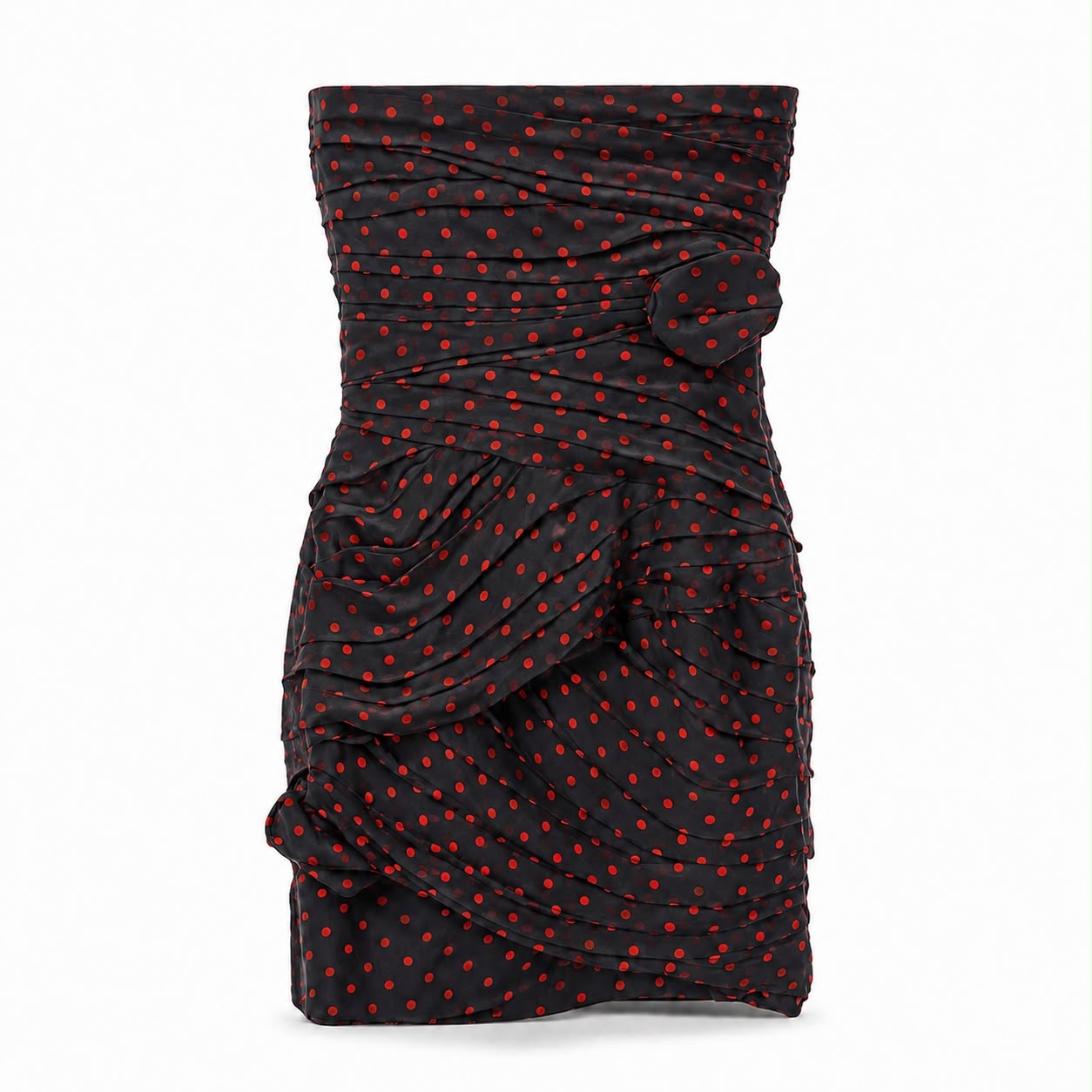 VALENTINO - DRESS MINI BLACK SILK WITH RED POLKADOTS SIZE 34 FR