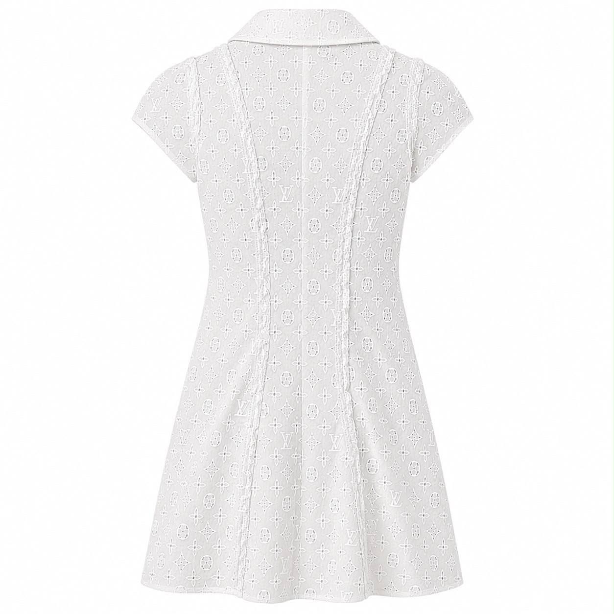 LOUIS VUITTON - DRESS MINI SHORT-SLEEVE LV LOGO WHITE SIZE 38 FR
