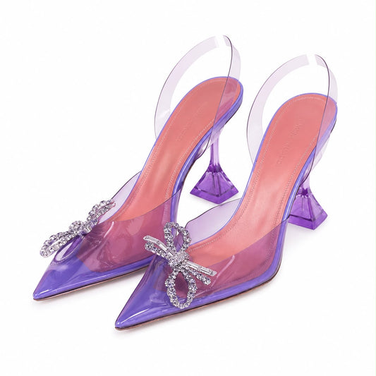 AMINA MUADDI - *NEW* PUMPS SLINGBACK VIOLET WITH CRYSTAL BOW SIZE 37,5 Eu