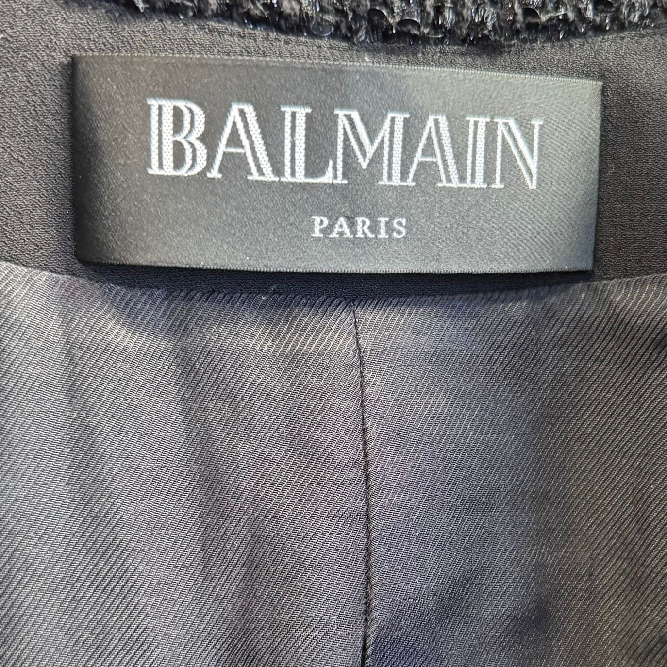 BALMAIN - *NEVER USED* JACKET HOODED BLACK SEQUIN EMBELLISHMENTS SIZE 36 FR