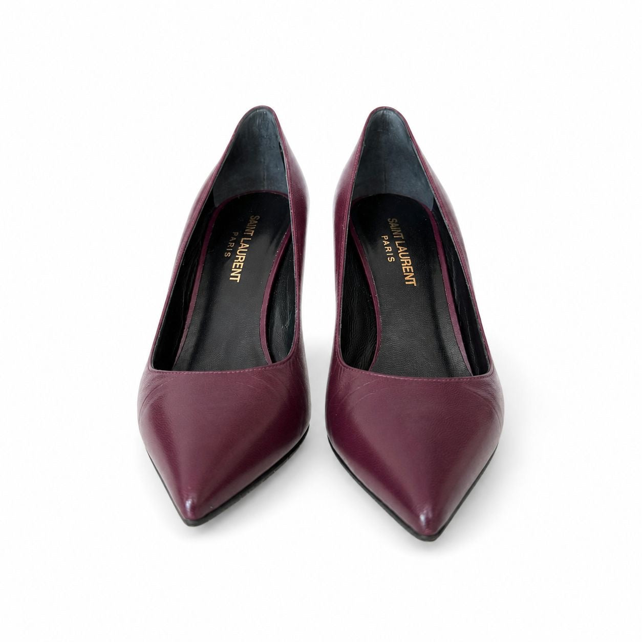 SAINT LAURENT - PUMPS BORDEAUX LEATHER SIZE 37 EU