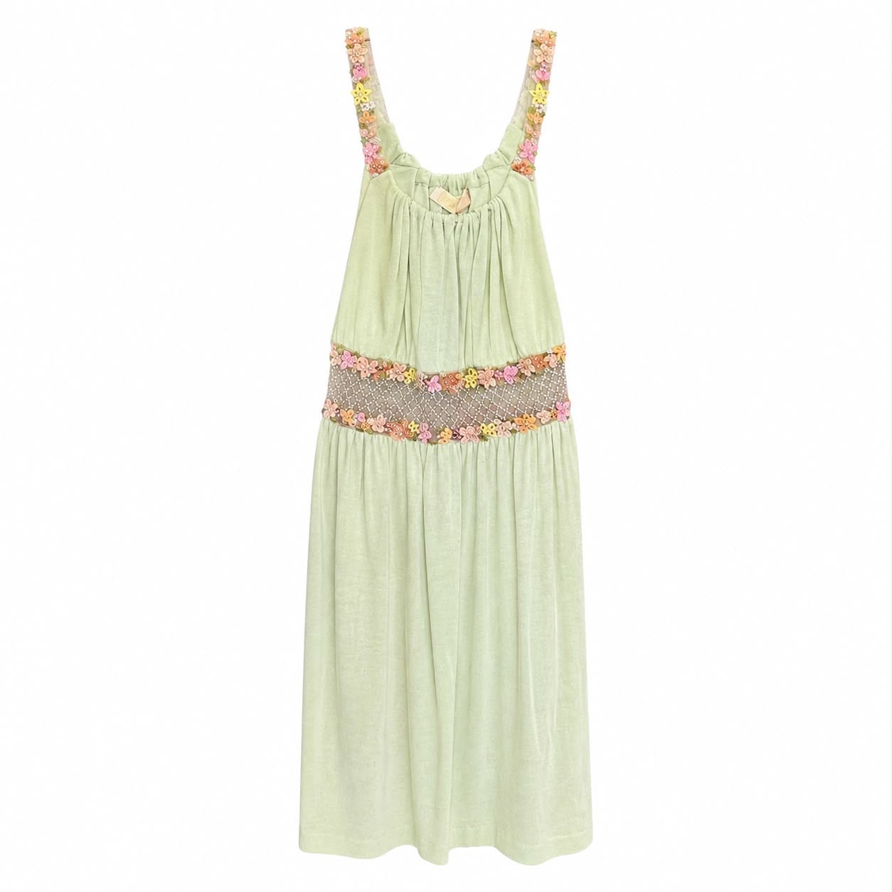VALENTINO - DRESS & CARDIGAN SET LIGHT GREEN EMBELLISHED SIZE S
