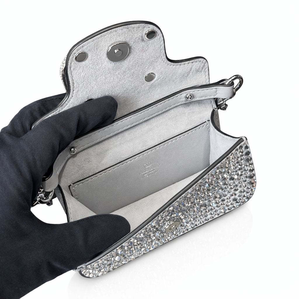 VALENTINO - VLOGO SILVER CRYSTAL HANDBAG