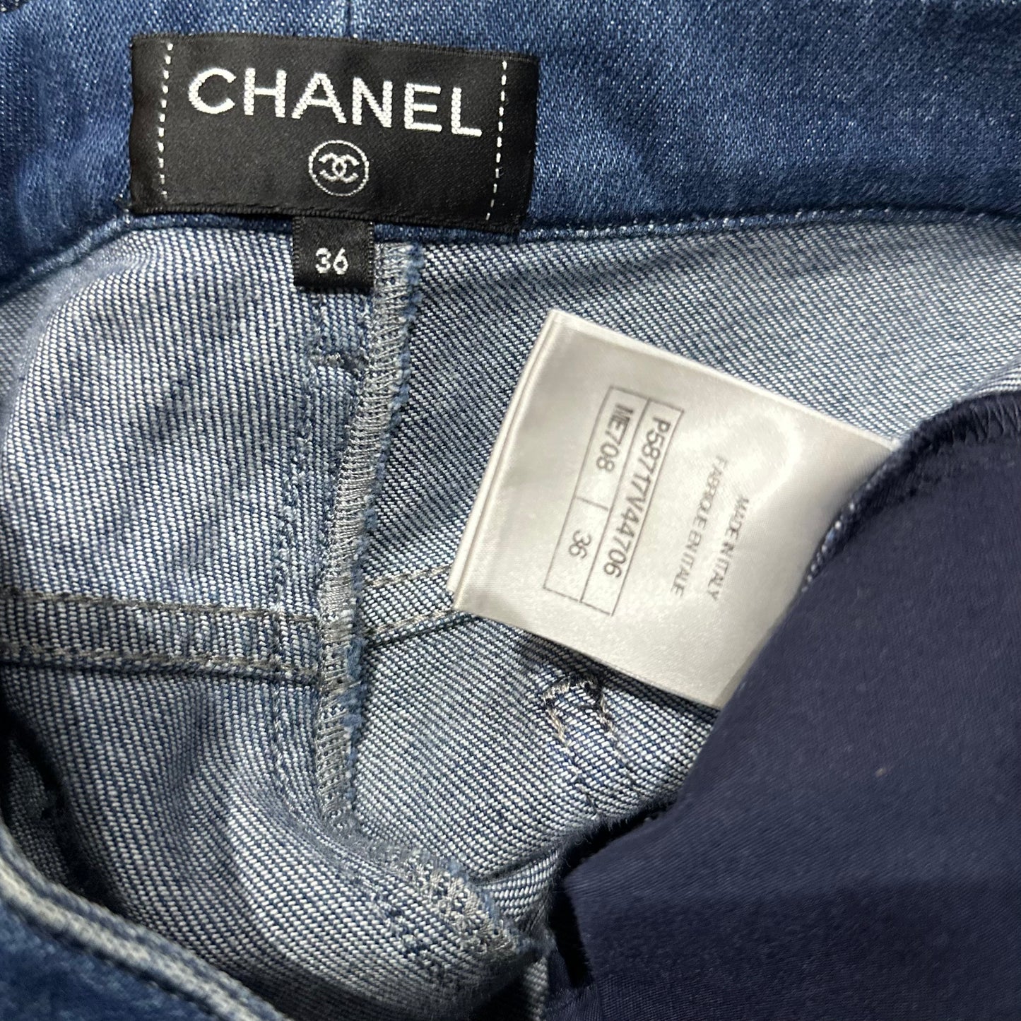 CHANEL - JEANS NAVY BLUE STRIPES SIZE 36 FR