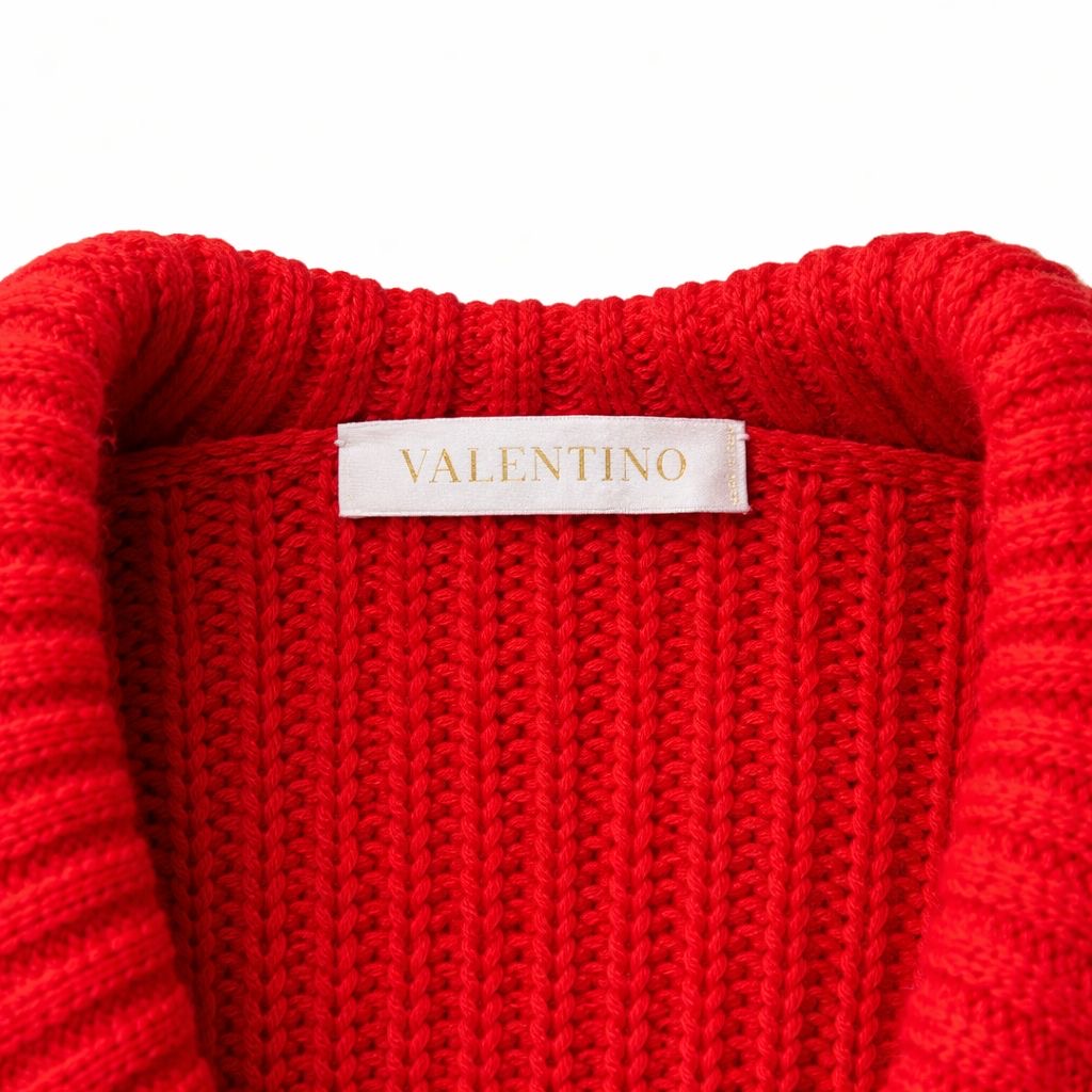 VALENTINO - CARDIGAN RED CROPPED CASHMERE BLEND SIZE M