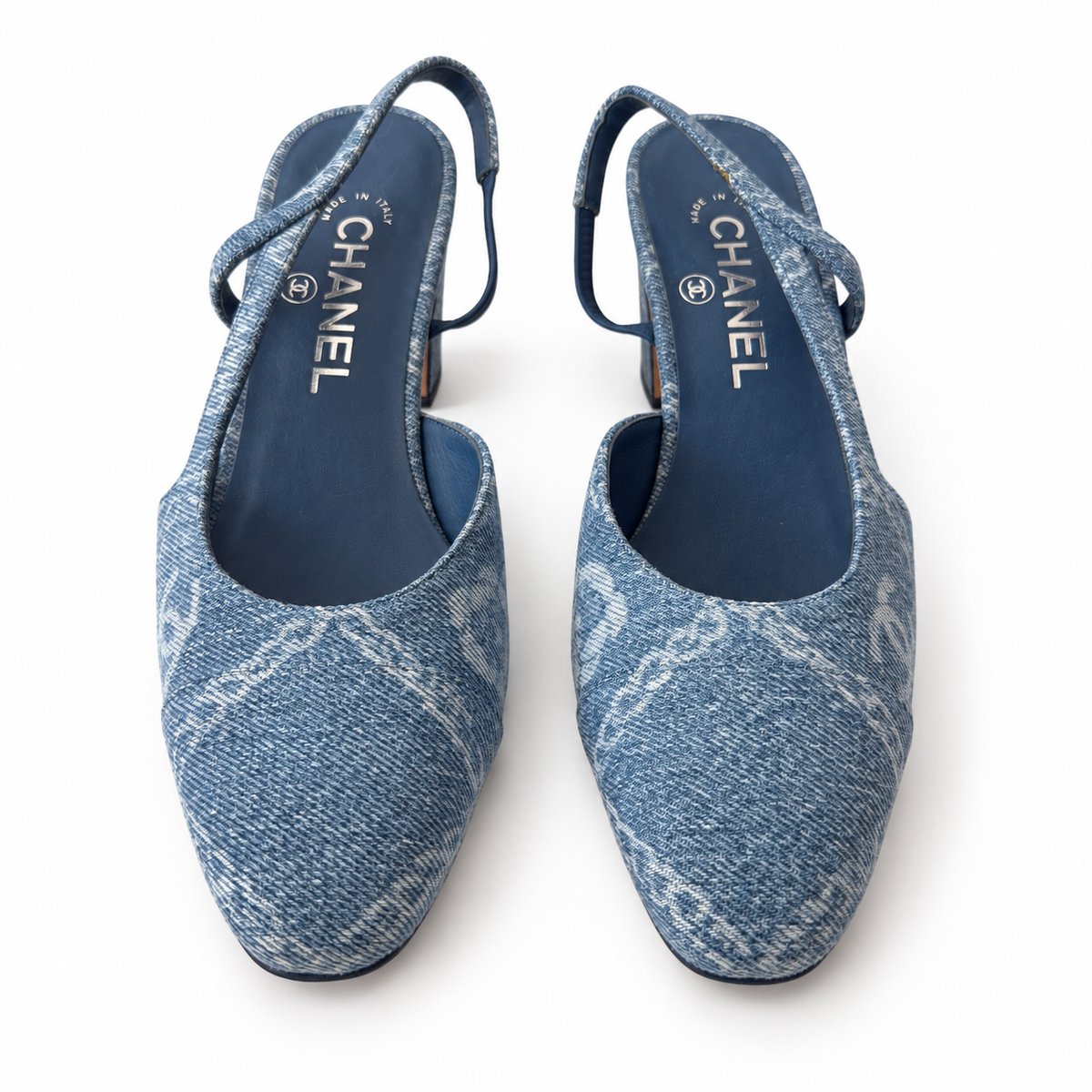 CHANEL - *NEW* SLINGBACK PUMPS BLUE DENIM LOGO CC LOGO SIZE 36,5 EU